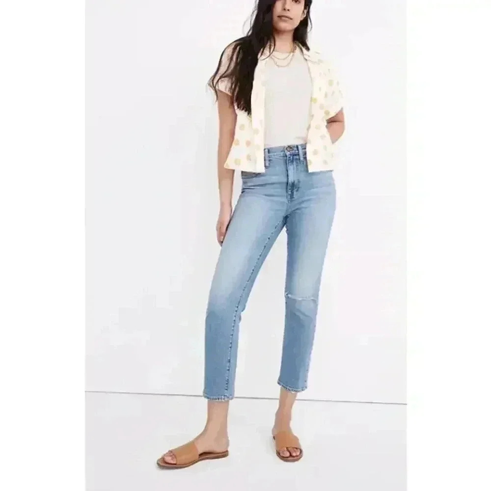 Madewell The High-Rise Slim Boyjean Summit Wash‎ Summerweight Edition Size 28